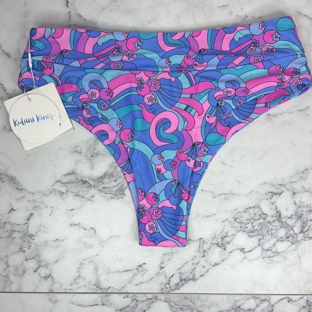 Kulani Kinis Berry Printed Bikini Bottoms M NWT